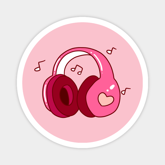 Pink Headphones Magnet by saradaboru